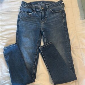 American Eagle Outfitters Blue Skinny Jeans Medium Wash Hi Rise Jeggings